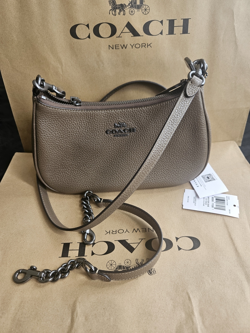 COACH Teri Shoulder Crossbody Bag Gunmetal/Dark Stone CV934